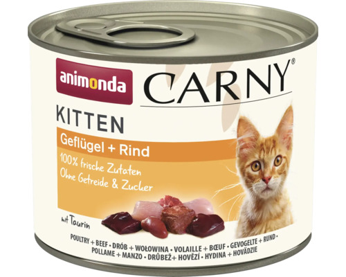 Katzenfutter nass animonda Carny Kitten Geflügel-Rind 200 g Animonda Carny Kitten Nassfutter mit Geflügel und Rind in Konservendose