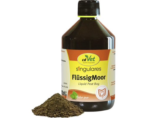 CdVet singular liquid peat bog in der Flasche mit Erdhaufen