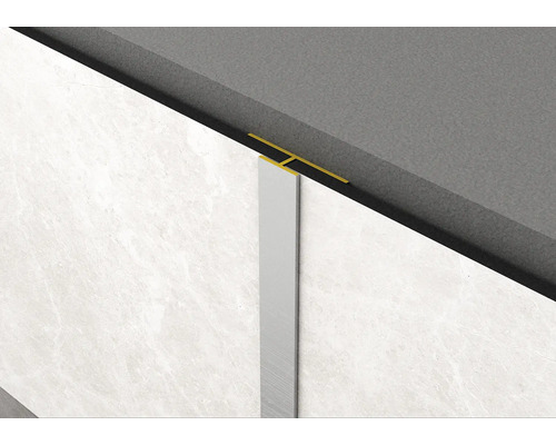 Flächenverbiner Rocko Tiles T-Profil 2800 mm silber Fliesenprofil aus Aluminium zur Verbindung von Wand und Boden