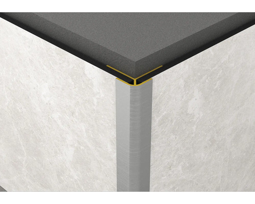 Eckverbinder Rocko Tiles 2800 mm weiß für Aussenecke Detailansicht einer Fliesenecke mit Abschlussprofil