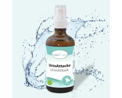 UrinAttacke Spray in brauner Glasflasche mit Sprühkopf