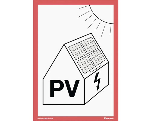 Hinweisschild Walteco "Photovoltaik" zum Aufkleben 148x210 mm