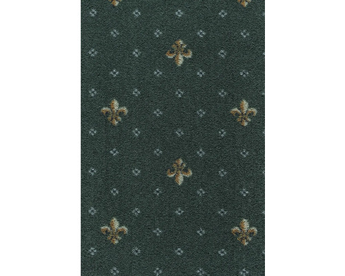 Teppichboden Velours Locanda grün FB27 400 cm breit (Meterware) Teppich mit Muster aus Lilien und Rauten