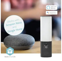 Intelligente WLAN Überwachungskamera mit Nachtlichtfunktion und Unterstützung für Amazon Alexa und Google Home.