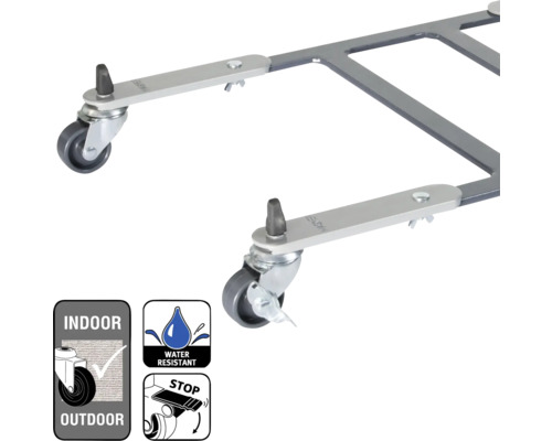 Transportrollen für den Innen- und Außenbereich, wasserabweisend und mit Feststellbremse