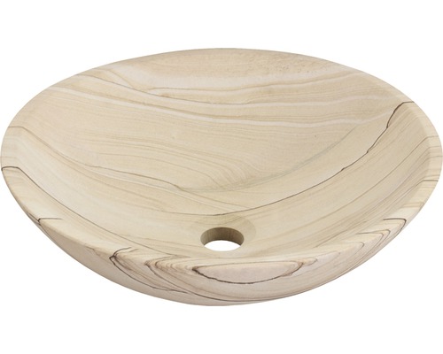 Aufsatzwaschbecken aus Naturstein rund 40 cm creme Aufsatzwaschbecken aus Naturstein rund 40 cm creme