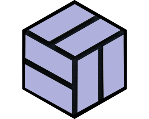 Akustikpaneel Hexagon Lavendel PET + MDF foliert 300 x 260 x 19 mm Symbol für einen würfelförmigen Container