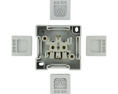 Steckdoseneinsatz mit Einsätzen für verschiedene Stecker