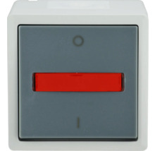 Feuchtraum Kontroll-Ausschalter e2 mit LED Kontrolllampe aufputz, IP44, grau-thumb-0