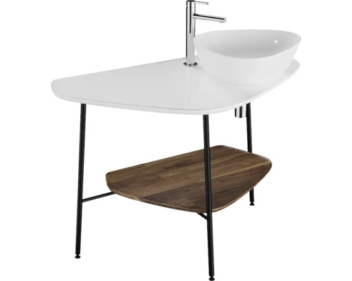 Keramik-Waschtischregal VitrA Plural 103,2x73x61,2 cm ohne Waschbecken mit Konsolplatte Keramik weiß glanz/Eiche für Waschbecken rechts