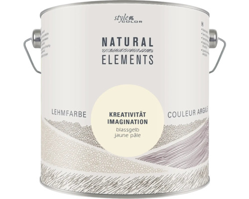 StyleColor NATURAL ELEMENTS Wandfarbe Kreativität hellgelb 2,5 L Farbeimer Lehmfarbe blassgelb