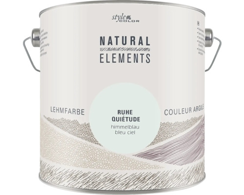 StyleColor NATURAL ELEMENTS Wandfarbe Ruhe hellblau 2,5 L Farbeimer Lehmfarbe Natural Elements Ruhe Himmelblau
