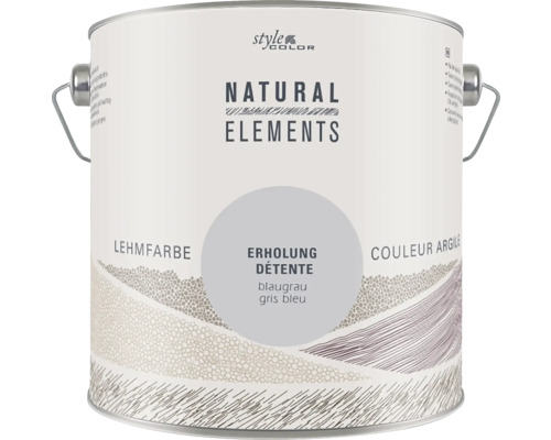 StyleColor NATURAL ELEMENTS Wandfarbe Erholung graublau 2,5 L Farbeimer Lehmfarbe Natural Elements blaugrau
