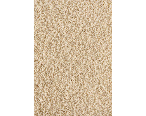 Teppichboden Shaggy Softness beige FB33 400 cm breit (Meterware) Nahaufnahme eines beigen Teppichs.