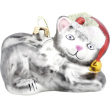 Katze mit Weihnachtsmütze Christbaumkugel