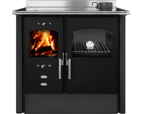 Küchenofen Bruno Luba anthrazit Backofen rechts mit Stahlplatten-Kochfeld Küchenofen Bruno Luba anthrazit Backofen rechts mit Stahlplatten-Kochfeld