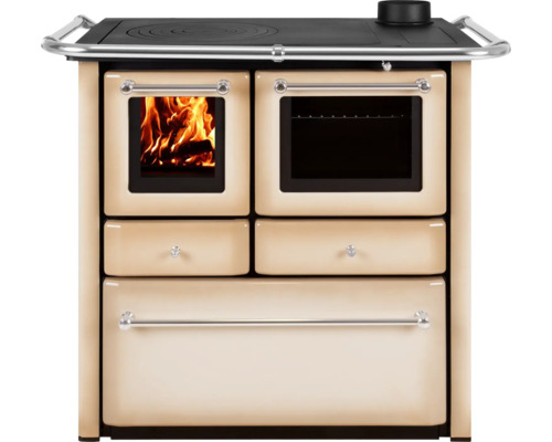 Küchenofen Bruno Nadja cappuccino Backofen rechts mit Stahlplatte-Kochfeld Küchenofen Bruno Nadja cappuccino Backofen rechts mit Stahlplatte-Kochfeld