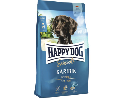 Hundefutter trocken HAPPY DOG Supreme Sensible Karibik 10 kg Happy Dog Sensible Karibik Trockenfutter für ausgewachsene Hunde mit Meeresfisch