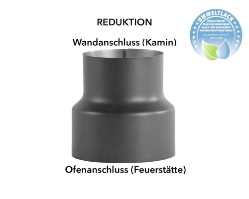 Ofenrohr Reduzierung Bertrams Ø 200-180 mm senotherm UHT-Hydro gussgrau Ofenrohr Reduzierung für Wand- und Ofenanschluss, Rauchrohr