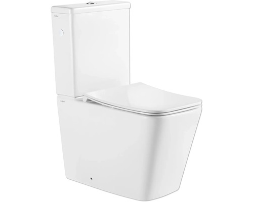 Standtiefspülklosett Kombination Jungborn Three Abgang waagrecht offener Spülrand weiß glänzend mit WC-Sitz