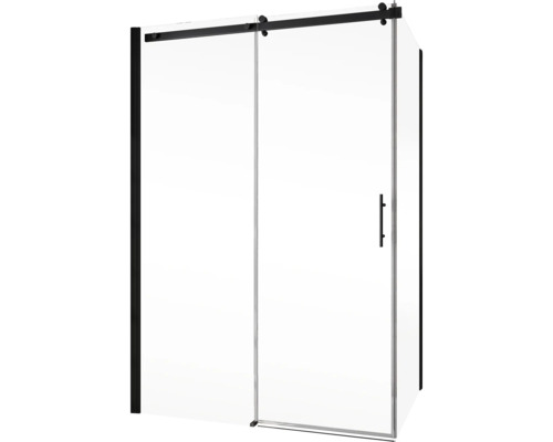 Duschkabine mit Schiebetür und schwarzem Rahmen