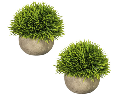 Kunstpflanze Grashalbkugel Ø 15 cm grün 2 Stück