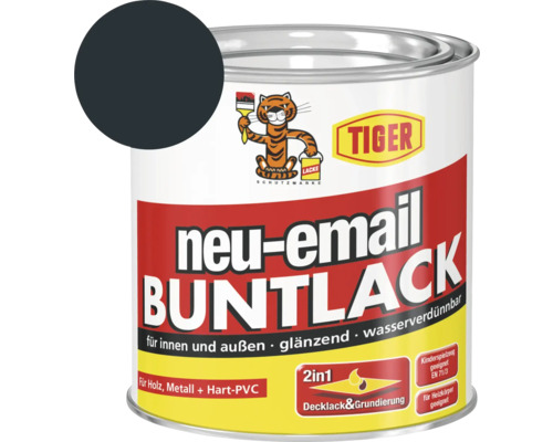 Tiger neu-email Buntlack RAL 7016 anthrazitgrau 125 ml Tiger neu-email Buntlack Farblack für den Innen- und Aussenbereich