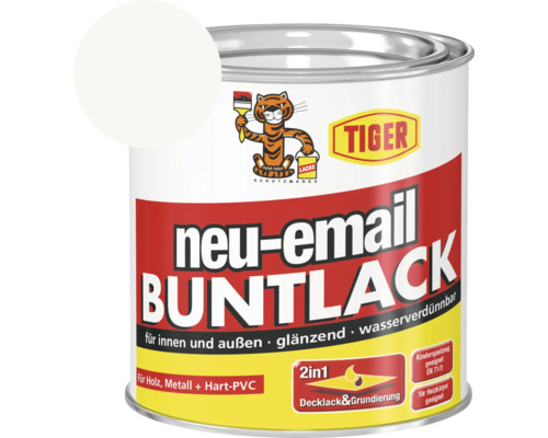 Tiger neu-email Buntlack RAL 9016 verkehrsweiß 750 ml Tiger neu-email Buntlack RAL 9016 verkehrsweiß 750 ml