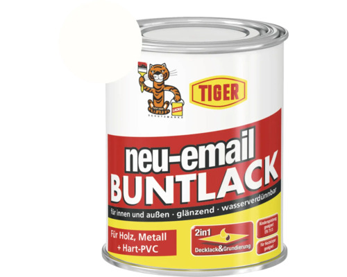 Tiger neu-email Buntlack RAL 9010 reinweiß 125 ml Dose Buntlack für den Innen- und Außenbereich