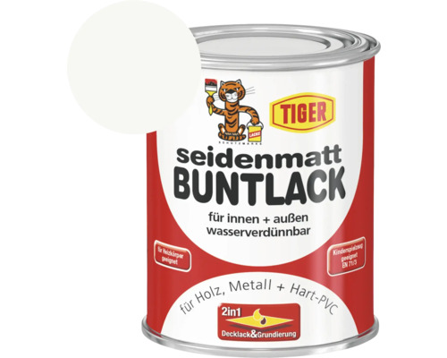 Tiger seidenmatt Buntlack RAL 9016 verkehrsweiß 125 ml Tiger seidenmatt Buntlack RAL 9016 verkehrsweiß 125 ml