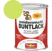 Tiger Lacke seidenmatt Buntlack für Innen und Außen in Dose mit Farbbeispiel