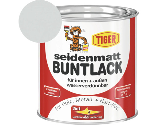 Tiger seidenmatt Buntlack RAL 7035 lichtgrau 375 ml Tiger Buntlack seidenmatt für Innen und Außen in Dose