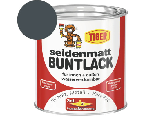 Tiger seidenmatt Buntlack RAL 7016 anthrazitgrau 375 ml Tiger Lacke seidenmatt Buntlack Farblack für Innen und Außen