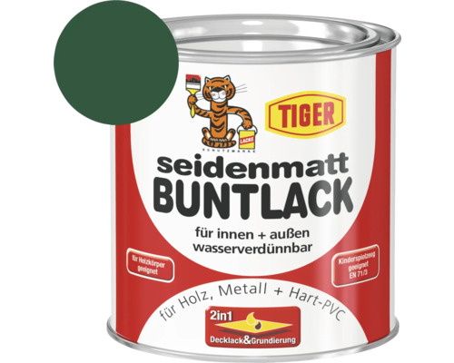Tiger seidenmatt Buntlack RAL 6005 moosgrün 375 ml Tiger Buntlack seidenmatt für Innen- und Außenbereich