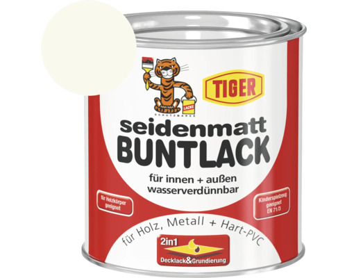 Tiger seidenmatt Buntlack RAL 9001 cremeweiß 375 ml Tiger Lacke seidenmatt Buntlack für Innen und Außen