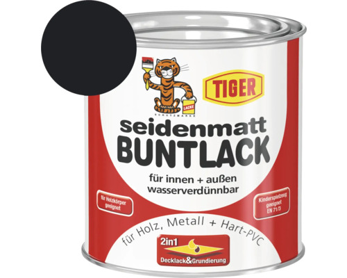 Tiger seidenmatt Buntlack RAL 9005 tiefschwarz 375 ml