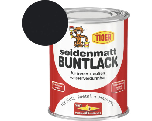 Tiger seidenmatt Buntlack RAL 9005 tiefschwarz 125 ml Tiger seidenmatt Buntlack RAL 9005 tiefschwarz 125 ml