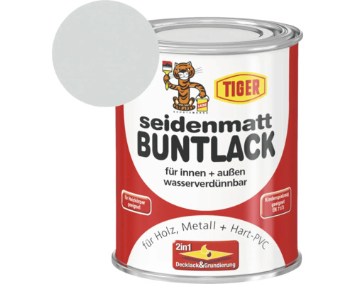 Tiger seidenmatt Buntlack RAL 7035 lichtgrau 750 ml Farbdose Tiger Buntlack seidenmatt für innen und außen