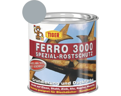 Tiger Ferro 3000 Spezial-Rostschutz RAL 7001 silbergrau 375 ml Tiger Ferro 3000 Spezial-Rostschutz Grundierung und Deckfarbe in Dose