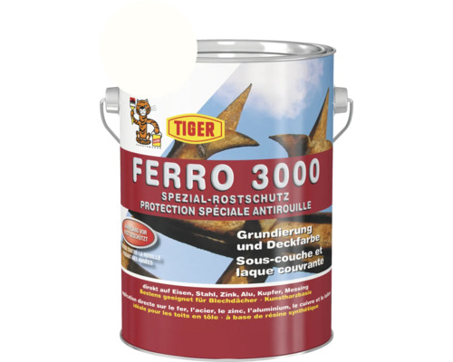 Tiger Ferro 3000 Spezial-Rostschutz RAL 9010 reinweiß 2,5 L Tiger Ferro 3000 Spezial Rostschutz Grundierung und Deckfarbe in einem Farbbehälter