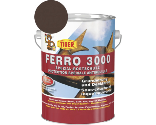 Tiger Ferro 3000 Spezial-Rostschutz RAL 8017 schokobraun 2,5 L Tiger Ferro 3000 Rostschutzfarbe im Metalleimer