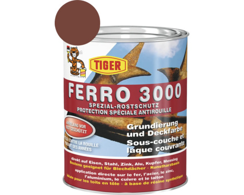 Tiger Ferro 3000 Spezial-Rostschutz RAL 3009 oxidrot 750 ml Tiger Ferro 3000 Spezial-Rostschutz Grundierung und Deckfarbe im Farbdosenformat