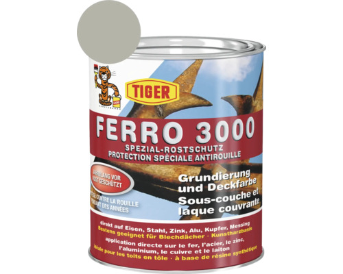 Tiger Ferro 3000 Spezial-Rostschutz RAL 9006 weißaluminium 750 ml Tiger Ferro 3000 Spezial-Rostschutz Grundierung und Deckfarbe in einer Dose