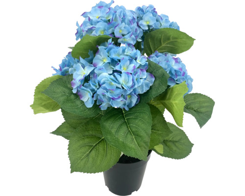 Kunstpflanze Hortensienbusch Höhe: 34 cm blau