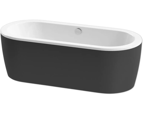Freistehende Badewanne Form & Style Sansibar 180x80 cm weiß schwarz glänzend
