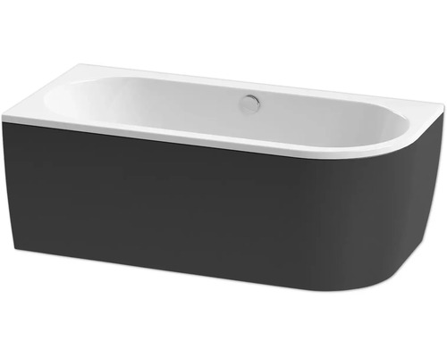 Eckbadewanne Form & Style Sansibar links 160x75 cm weiß schwarz glänzend 6061229 Rechteckige Badewanne mit grauer Verkleidung