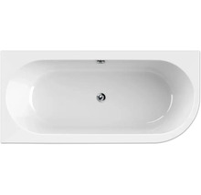Oval geformte Badewanne von oben mit Abfluss