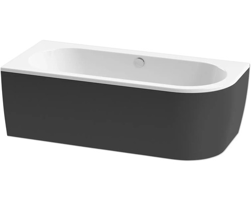 Ovale Badewanne Form & Style Sansibar links 180x80 cm weiß schwarz glänzend 6061219