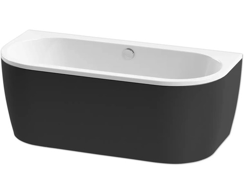Halbfreistehende BadewanneForm & Style Sansibar 160x75 cm weiß schwarz glänzend 6061209