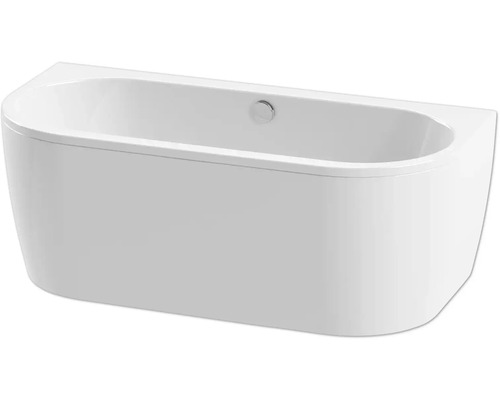 Halbfreistehende BadewanneForm & Style Sansibar 160x75 cm weiß glänzend 6061203 Freistehende Badewanne mit Armatur